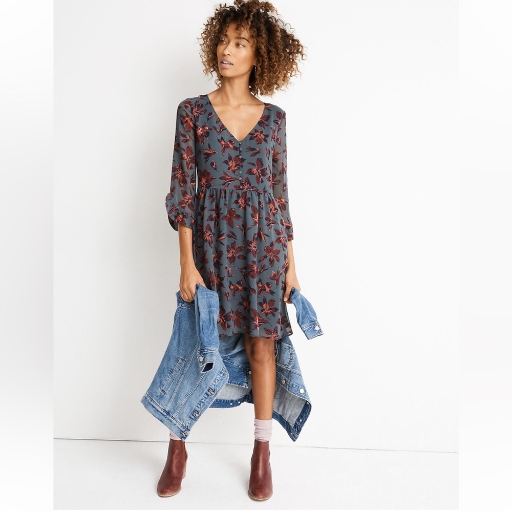 Madewell Moonblossom Ruffle-Sleeve Dress in Winter Orchid - Picture 11 of 11